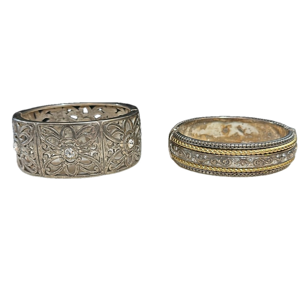 Brighton Multicolor Bangle Bracelet Set Silver & Gold Secure Fit - GUC